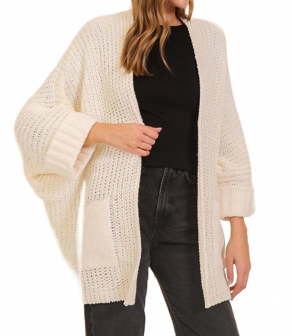 NEW TIMING chunky knit open front cardigan in white